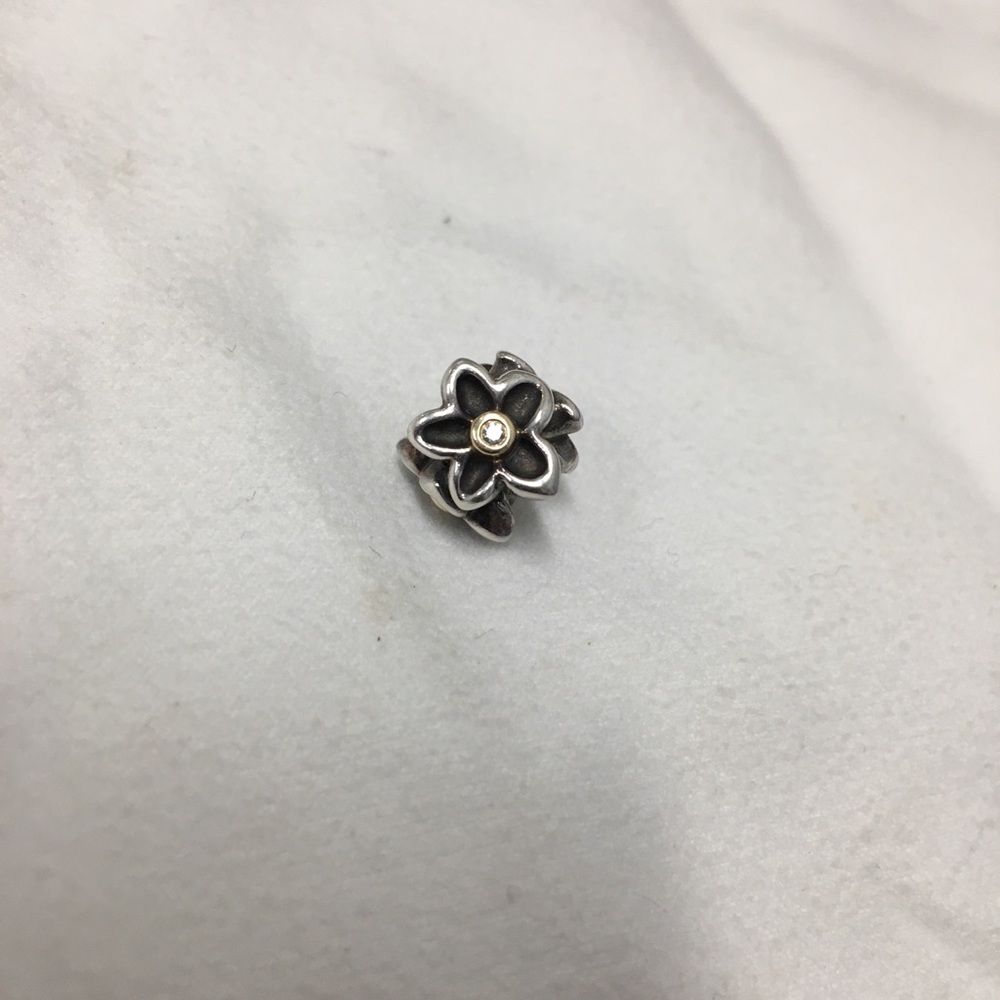 PANDORA “He Loves Me” silver/14K Gold & Diamond Charm - 790541D - RETIRED